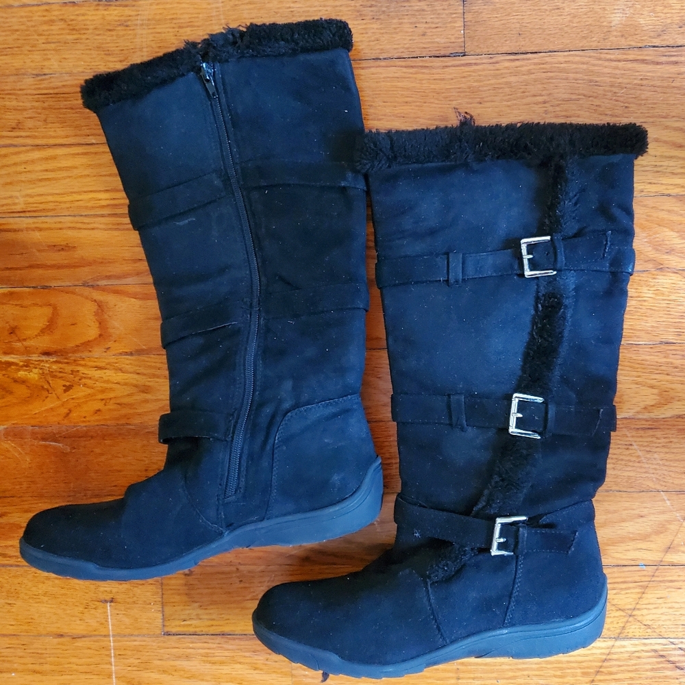 Black suade boots